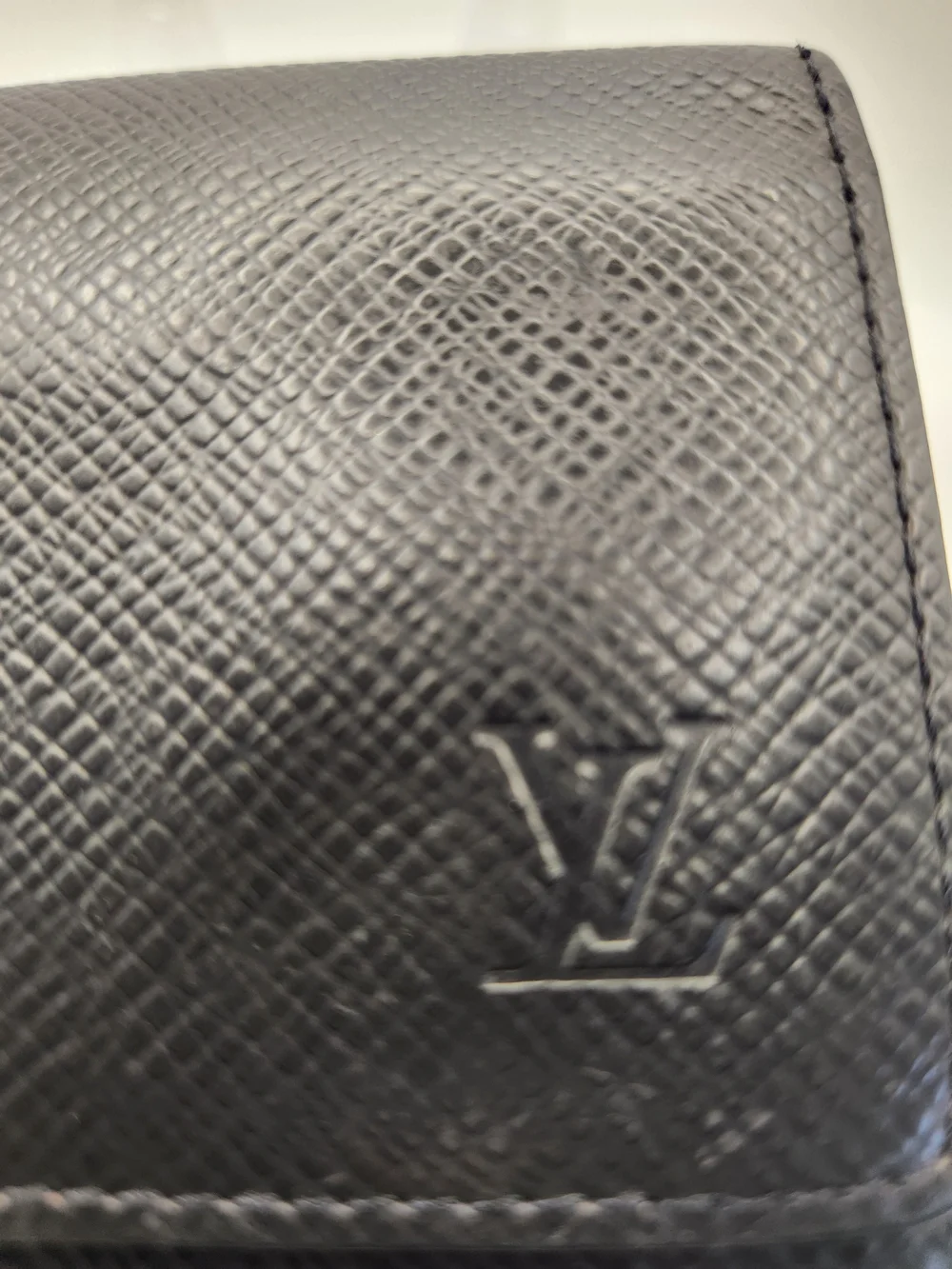 Louis Vuitton Black Taiga Leather Envelope Card Holder Wallet With Dustpouch